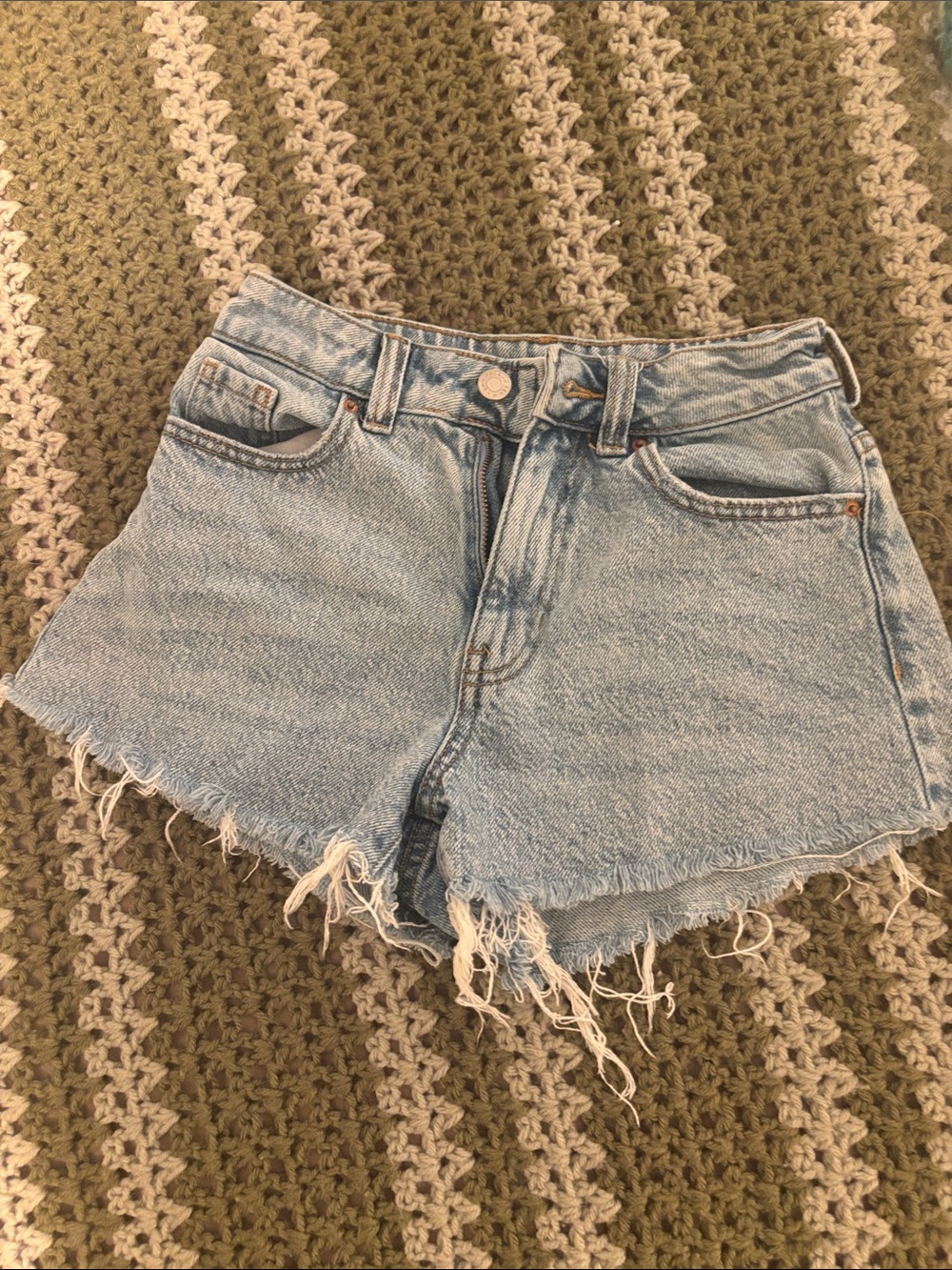 PacSun Light Blue High-Rise Distressed Denim Shorts